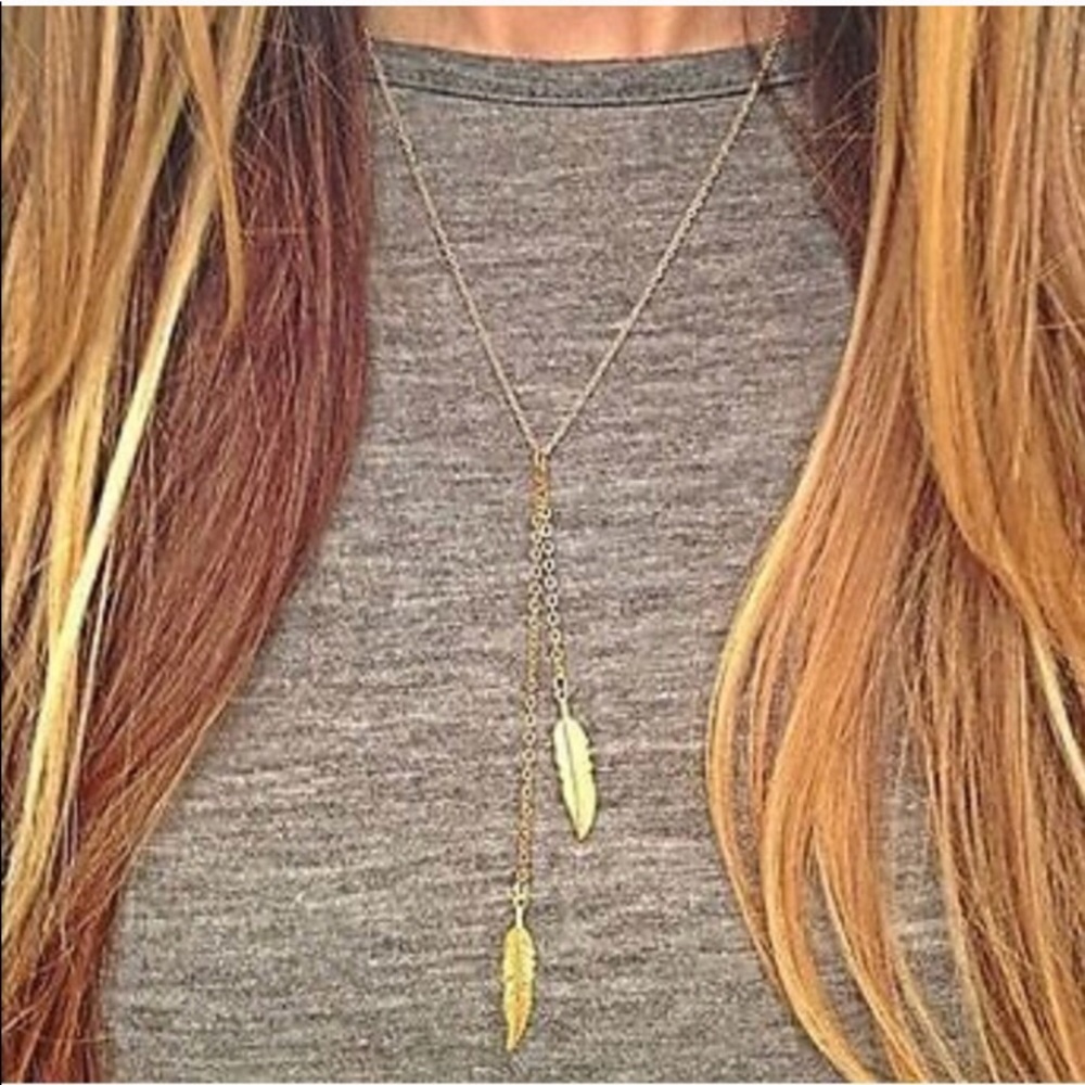 Gold plated double leaf necklace!!!